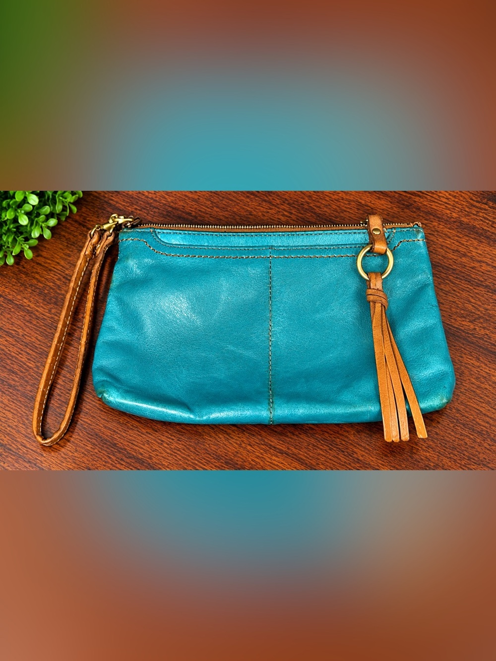HOBO Turquoise Leather Women’s Clutch Bag